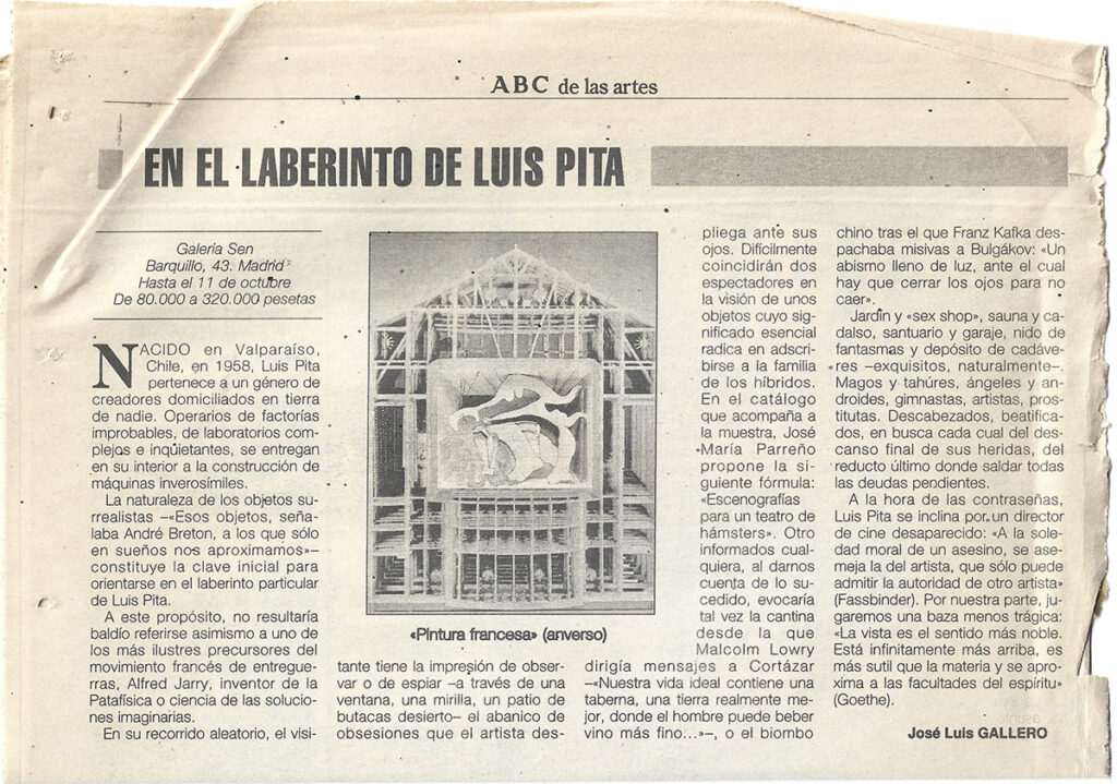 Critica Expo Luis Pita Moreno en Galeria Sen | Autor: J.L. Gallero, ABC de las Artes, 09/1996